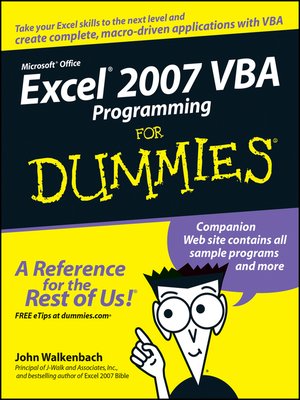 cover image of Excel 2007 VBA Programming For Dummies